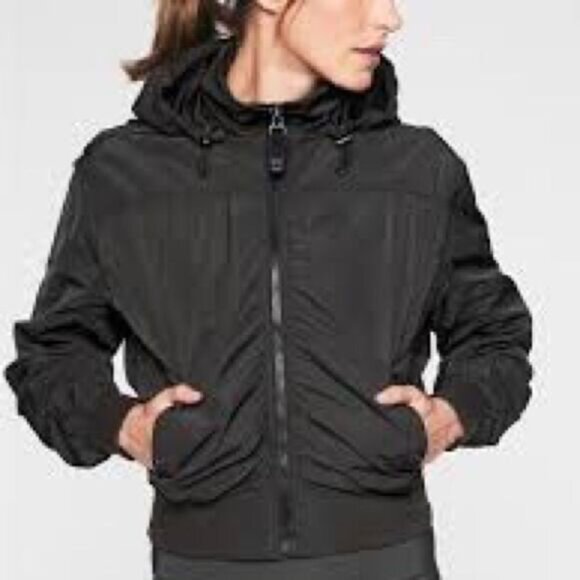 Athleta Jackets & Blazers - ATHLETA Point Reyes Black Moto Bomber Jacket Womens Sz S
